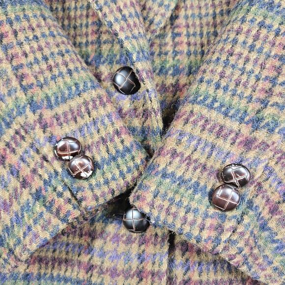 Vintage Eddie Bauer Blazer Womens Large 100% Wool Academia Style Brown Plaid - Picture 4 of 16